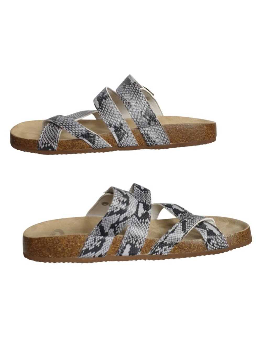 O'Rageous Womens 10 Slip-On Sandals Snake Print Buckle Strap Open Toe Flats - Picture 4 of 9